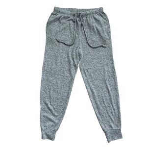Aerie Heathered Gray Soft Knit Joggers Lounge Pants Small Drawstring Waist